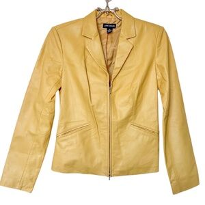 Ann Taylor Yellow Leather Jacket. Size XS